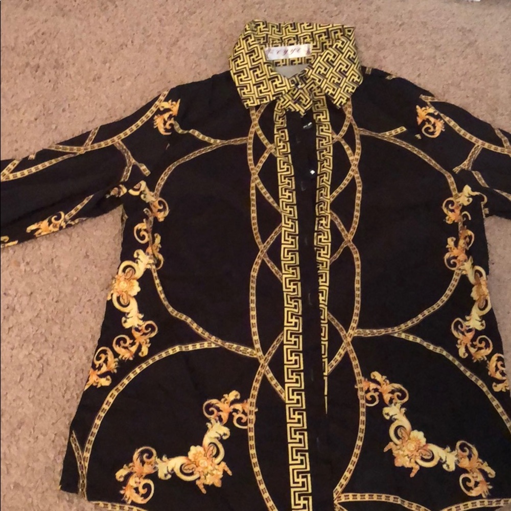 Black/ Gold Satin Blouse